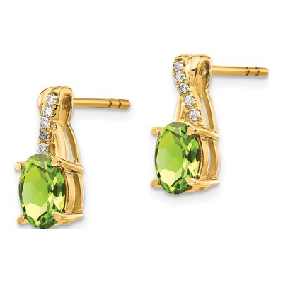 10K Yellow Gold 1/20 ct tw Peridot & Diamond Dangle Earrings – view 3