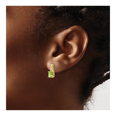10K Yellow Gold 1/20 ct tw Peridot & Diamond Dangle Earrings – view 4
