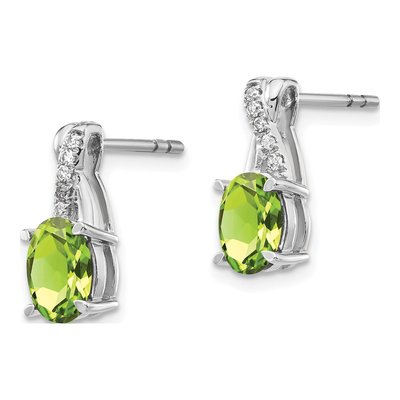 14K White Gold 1/20 ct tw Peridot & Diamond Dangle Earrings – view 2