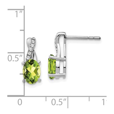 14K White Gold 1/20 ct tw Peridot & Diamond Dangle Earrings – view 4