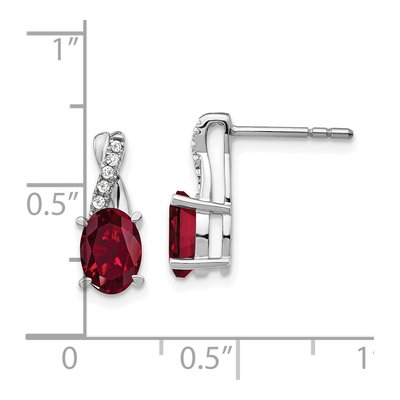 10K White Gold 1/20 ct tw Ruby Diamond Dangle Earrings – view 4