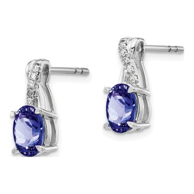 14K White Gold 1/20 ct tw Tanzanite & Diamond Dangle Earrings – view 2