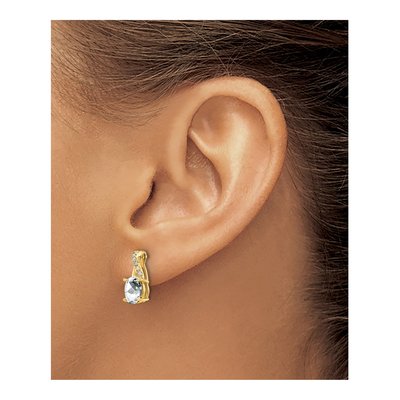 10K Yellow Gold 1/20 ct tw White Topaz & Diamond Oval Dangle Earrings – view 4