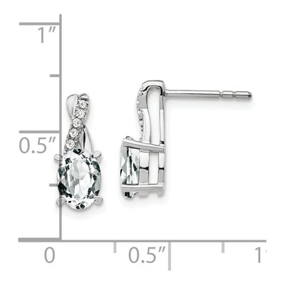14K White Gold 1/20 ct tw White Topaz & Diamond Oval Dangle Earrings – view 2