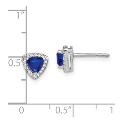 14K White Gold 1/7 ct tw 4.5mm Sapphire & Diamond Trillion Halo Stud Earrings – view 4