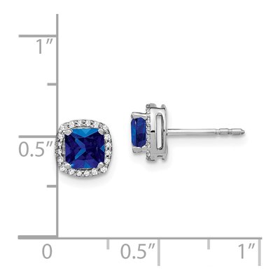 14K White Gold 1/7 ct tw 5mm Cushion Sapphire & Diamond Halo Stud Earrings – view 4