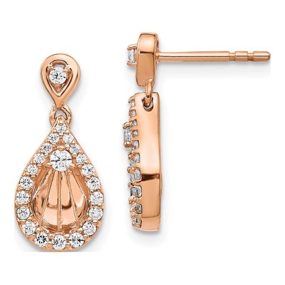 14K Rose Gold 1/3 ct tw Diamond Teardrop Dangle Earrings