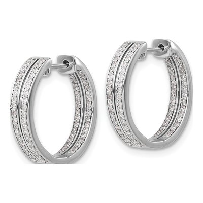 14K White Gold 3/4 ct tw 18mm Diamond Inside-Out Huggie Hoop Earrings – view 2