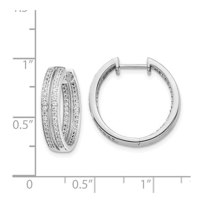14K White Gold 3/4 ct tw 18mm Diamond Inside-Out Huggie Hoop Earrings – view 4