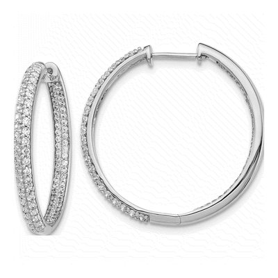 14K White Gold 1.5 ct tw 26mm Diamond Inside-Out Hoop Earrings