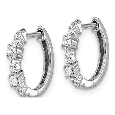 14K White Gold 1/4 ct tw 14mm Diamond Huggie Hoop Earrings – view 3