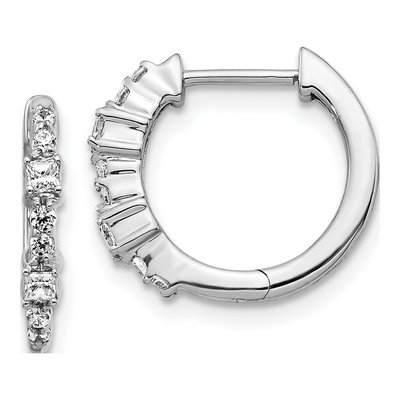 14K White Gold 1/4 ct tw 14mm Diamond Huggie Hoop Earrings
