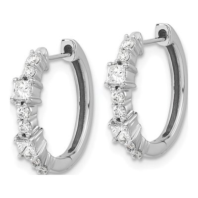 14K White Gold 1/2 ct tw 16mm Diamond Huggie Hoop Earrings – view 3