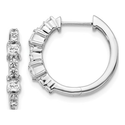 14K White Gold 1/2 ct tw 16mm Diamond Huggie Hoop Earrings