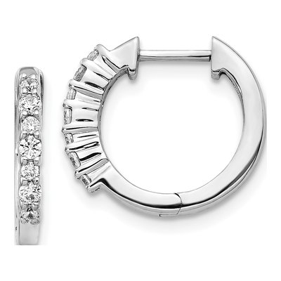 10K White Gold 1/4 ct tw Diamond Huggie Hoop Earrings