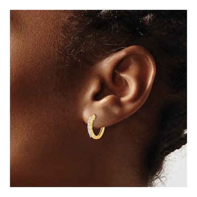 10K Yellow Gold 1/4 ct tw Diamond Huggie Hoop Earrings – view 3
