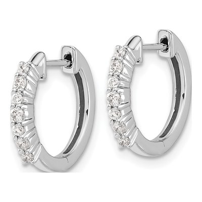 14K White Gold 1/4 ct tw Diamond Huggie Hoop Earrings – view 3