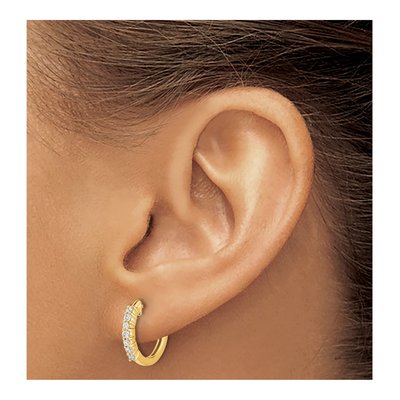 14K Yellow Gold 1/4 ct tw Diamond Huggie Hoop Earrings – view 3
