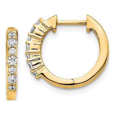 14K Yellow Gold 1/4 ct tw Diamond Huggie Hoop Earrings