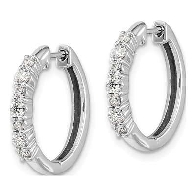 14K White Gold 1/2 ct tw 17mm Diamond Huggie Hoop Earrings – view 2