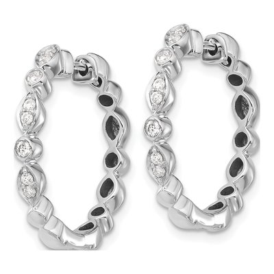 14K White Gold 1/4 ct tw 22mm Diamond Huggie Hoop Earrings – view 3