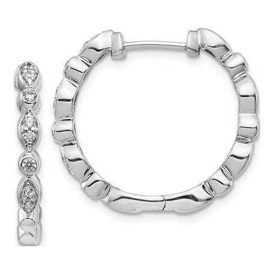 14K White Gold 1/4 ct tw 22mm Diamond Huggie Hoop Earrings