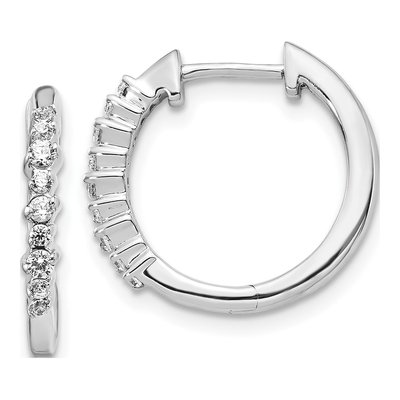14K White Gold 1/4 ct tw 16mm Diamond Huggie Hoop Earrings