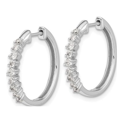 14K White Gold 1/2 ct tw 20mm Lab-Grown Diamond Huggie Hoop Earrings – view 3