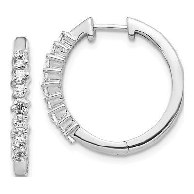 14K White Gold 1/2 ct tw 20mm Lab-Grown Diamond Huggie Hoop Earrings