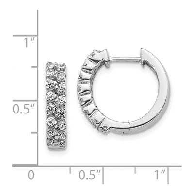 14K White Gold 1 ct tw 17mm Diamond Huggie Hoop Earrings – view 2