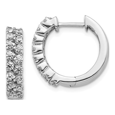 14K White Gold 1 ct tw 17mm Diamond Huggie Hoop Earrings