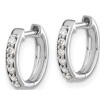 10K White Gold 1/8 ct tw Diamond Huggie Hoop Earrings – view 3