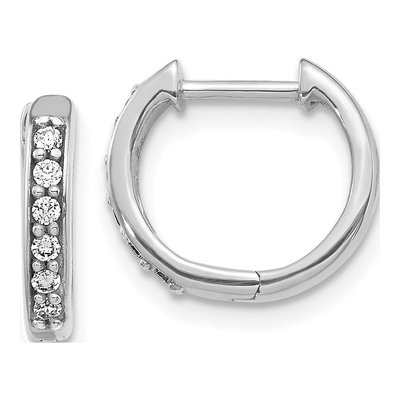 10K White Gold 1/8 ct tw Diamond Huggie Hoop Earrings