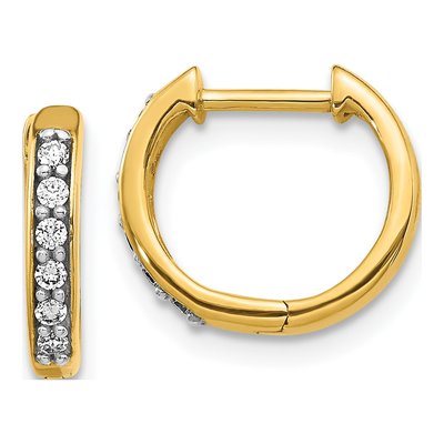 10K Yellow Gold 1/8 ct tw Diamond Huggie Hoop Earrings