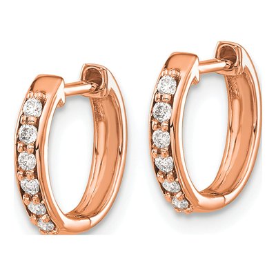 14K Rose Gold 1/8 ct tw 11mm Diamond Hoop Earrings – view 2