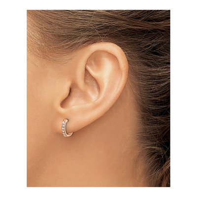 14K Rose Gold 1/8 ct tw 11mm Diamond Hoop Earrings – view 3