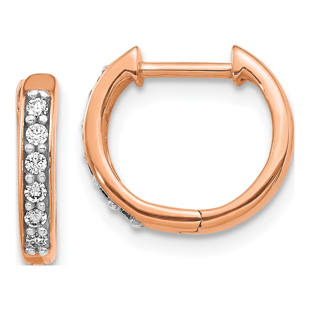 14K Rose Gold 1/8 ct tw 11mm Diamond Hoop Earrings