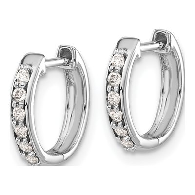14K White Gold 1/8 ct tw Diamond Huggie Hoop Earrings – view 3