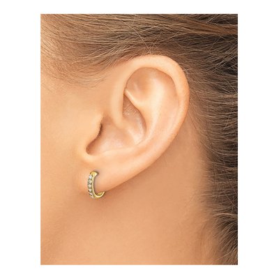 14K Yellow Gold 1/8 ct tw Diamond Huggie Hoop Earrings – view 3