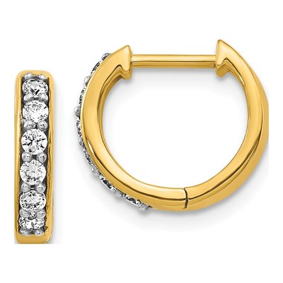 10K Yellow Gold 1/4 ct tw Diamond Huggie Hoop Earrings