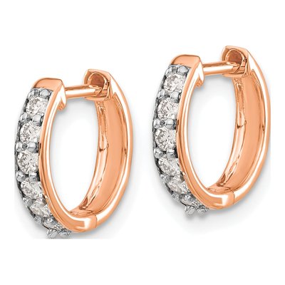 14K Rose Gold 1/4 ct tw 11mm Diamond Hoop Earrings – view 2