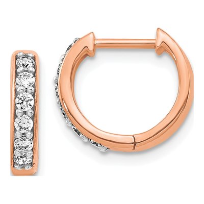14K Rose Gold 1/4 ct tw 11mm Diamond Hoop Earrings