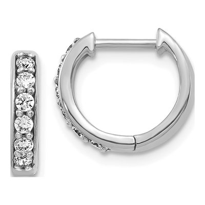 14K White Gold 1/4 ct tw Diamond Huggie Hoop Earrings