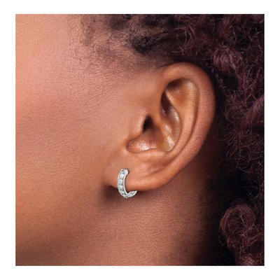 10K White Gold 1/3 ct tw Diamond Huggie Hoop Earrings – view 3