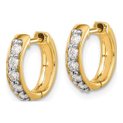10K Yellow Gold 1/3 ct tw Diamond Huggie Hoop Earrings – view 2