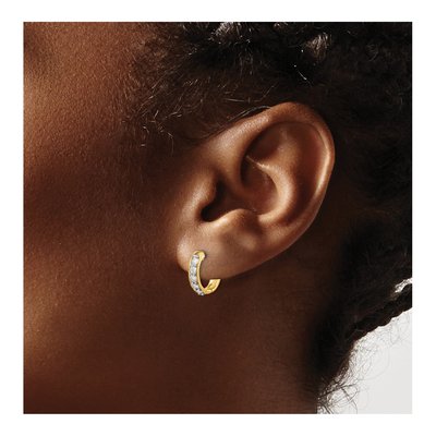 10K Yellow Gold 1/3 ct tw Diamond Huggie Hoop Earrings – view 3