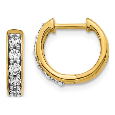 10K Yellow Gold 1/3 ct tw Diamond Huggie Hoop Earrings