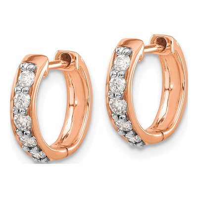 14K Rose Gold 1/3 ct tw Diamond Huggie Hoop Earrings – view 2