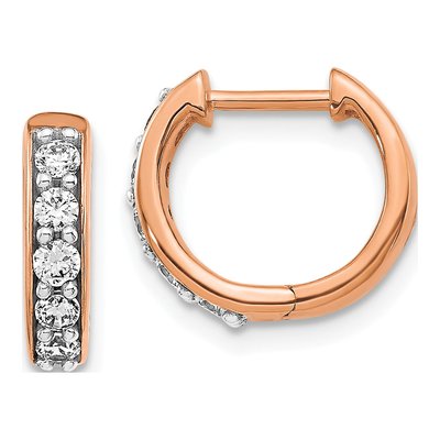 14K Rose Gold 1/3 ct tw Diamond Huggie Hoop Earrings