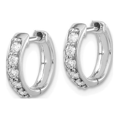 14K White Gold 1/3 ct tw Diamond Huggie Hoop Earrings – view 3